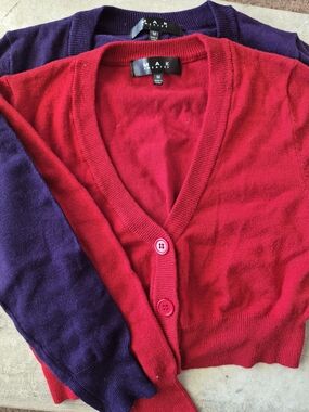 Red V-Neck Button Cardigan Sweater